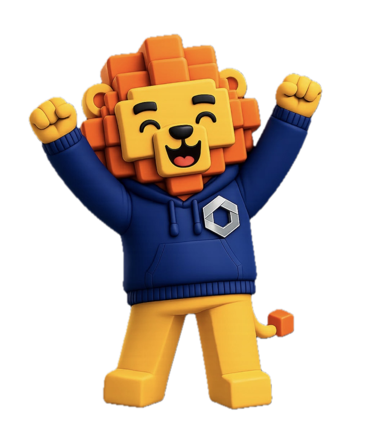 Patriark Dutch lion mascot celebrating